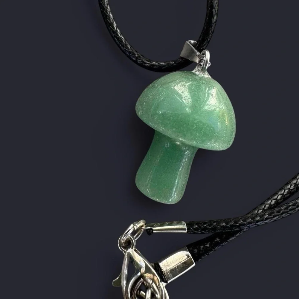 Green Aventurine Mushroom Pendant Necklace